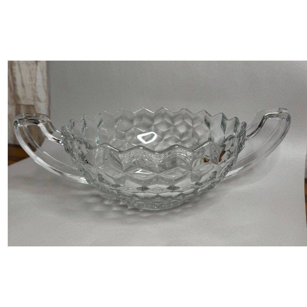 Vintage Fostoria American Clear Glass Double Handled Bowl Trophy